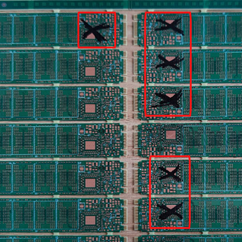 PCB電路板激光打叉涂黑機(jī)效果圖